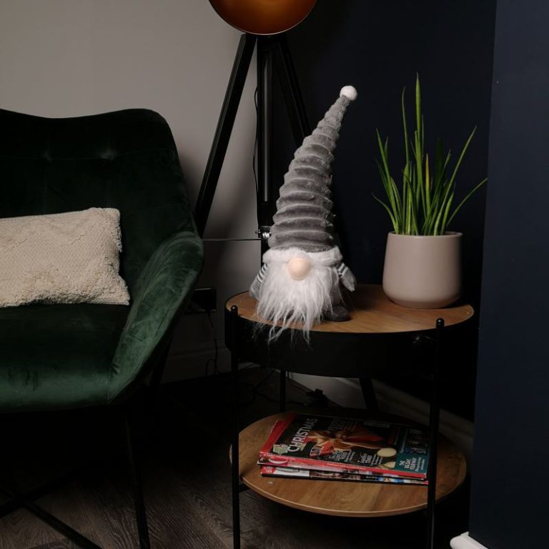 40cm Sitting Plush Christmas Gonk with Grooved Hat in Grey from Debenhams