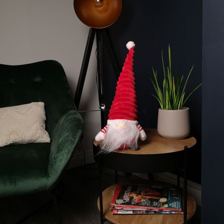40cm Sitting Plush Christmas Gonk with Grooved Hat in Red from Debenhams