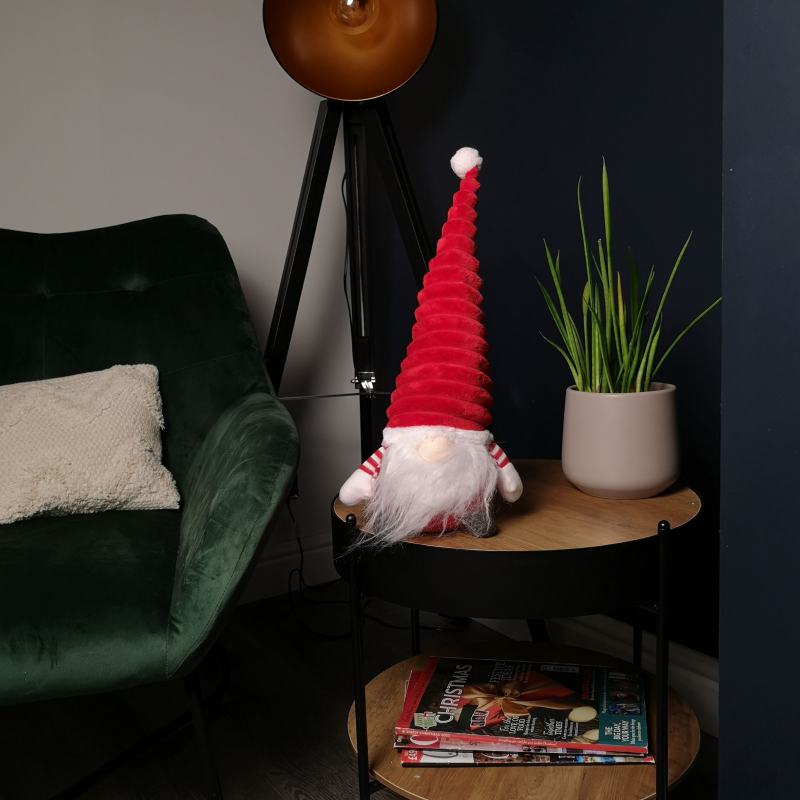 40cm Sitting Plush Christmas Gonk with Grooved Hat in Red from Debenhams