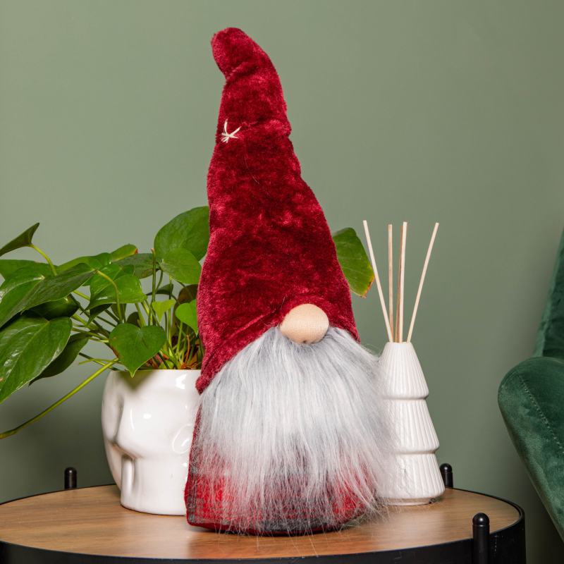 48cm Red Tartan Sitting Christmas Gonk with Snowflake Hat from Debenhams