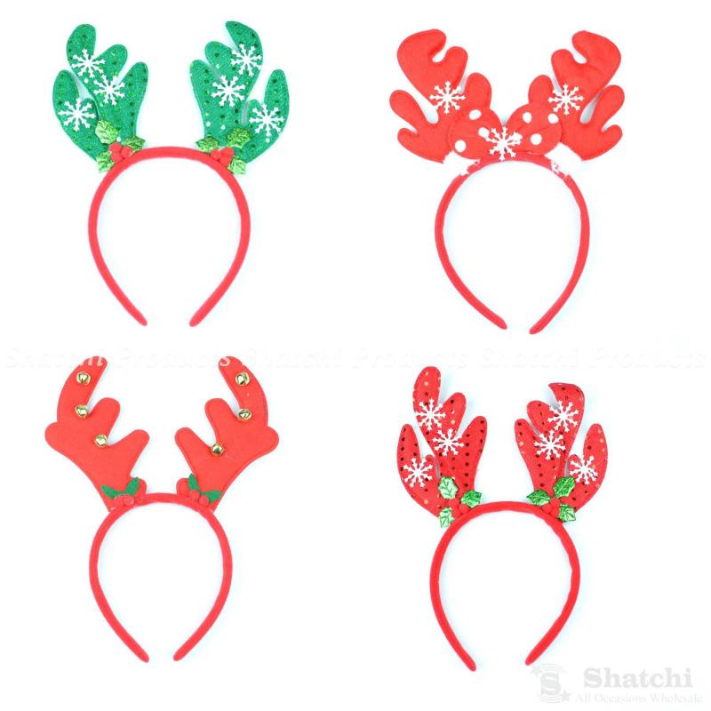 4pcs Set Christmas Headband Reindeer Antlers Assorted Mix Xmas Fancy Dress Party Costume from Debenhams