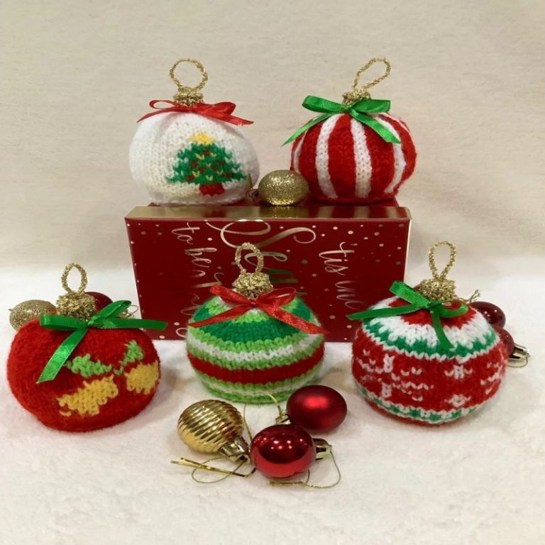 Bauble Knit Pattern in Choc Orange Covers, King Cole DK Christmas jumper from Debenhams