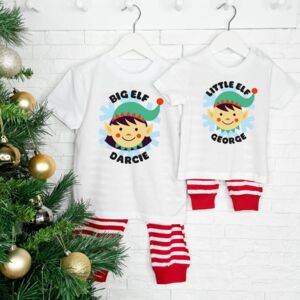 Big Elf Lil Elf Personalised Kid's Christmas Pyjamas from Not On The High Street