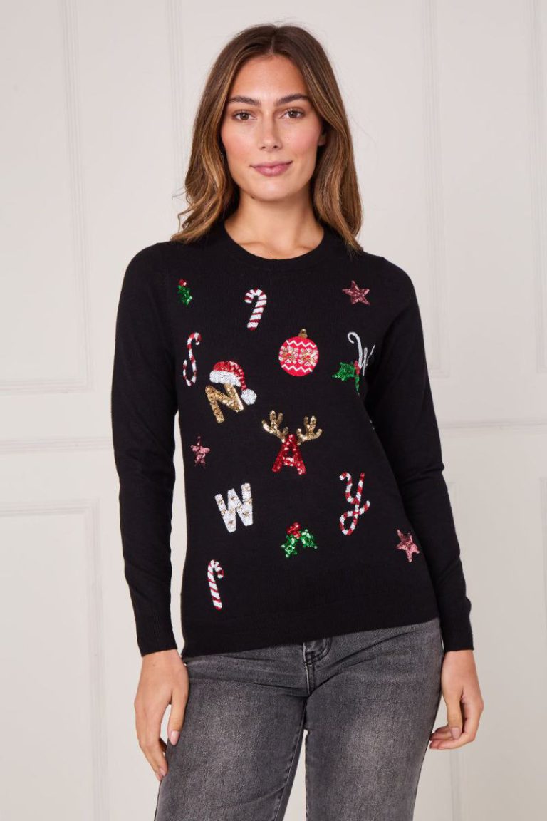 Black Sequin Christmas Jumper from Debenhams