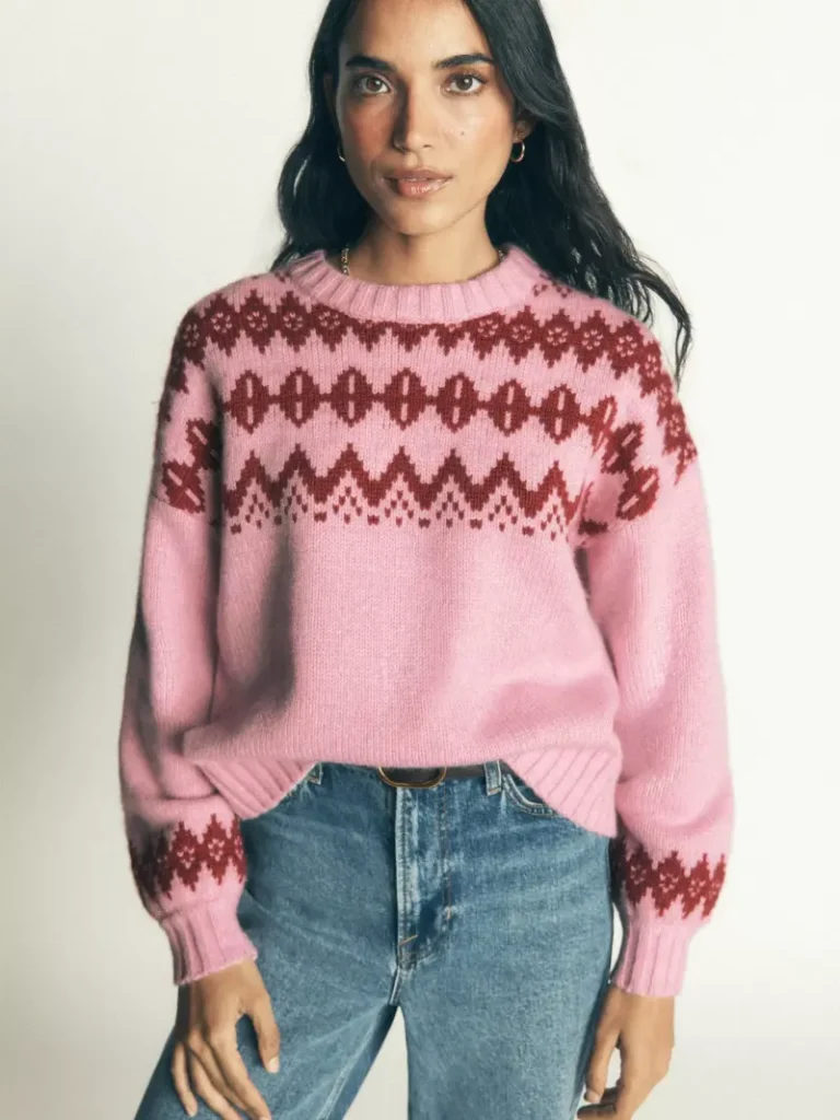 Boden Fair Isle Wool Blend Jumper, Spring Blossom Pink Christmas jumper from John Lewis