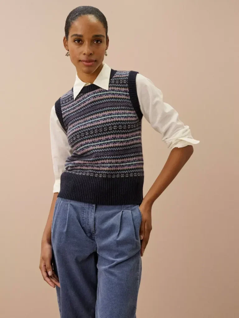Brora Cashmere Fair Isle Round Neck Jumper, Midnight Christmas jumper from John Lewis