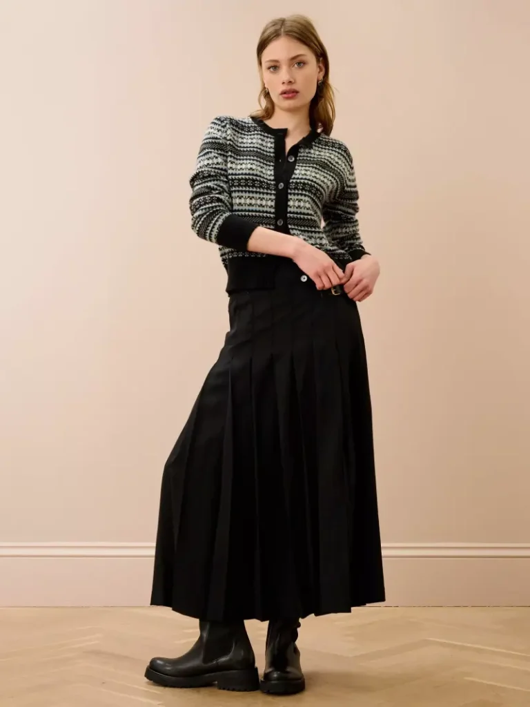 Brora Pure Cashmere Fair Isle Cardigan, Black Christmas jumper from John Lewis