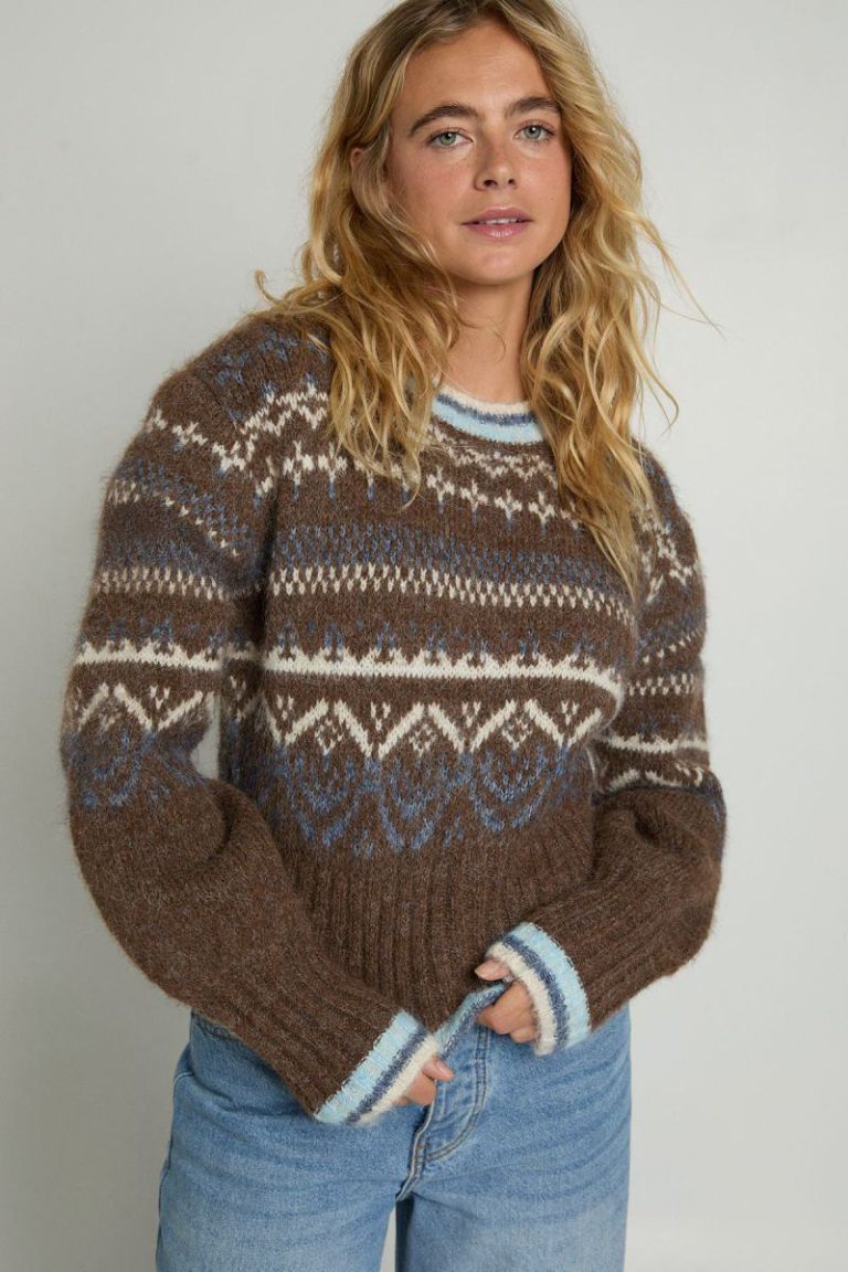 Brushed Fair Isle Wool Blend Capped Sleeve Jumper Christmas jumper from Boohoo