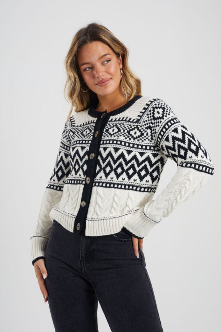 Button Through Fairisle Cable Knit Cardigan Christmas jumper from Boohoo