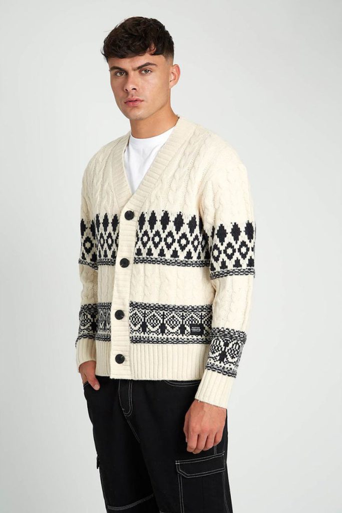 Cable Knit Fairisle V-Neck Button Long Sleeve Cardigan Christmas jumper from Debenhams