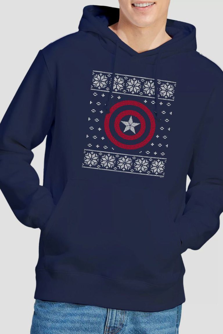 Captain America Shield Christmas Jumper Hoodie Navy from Debenhams