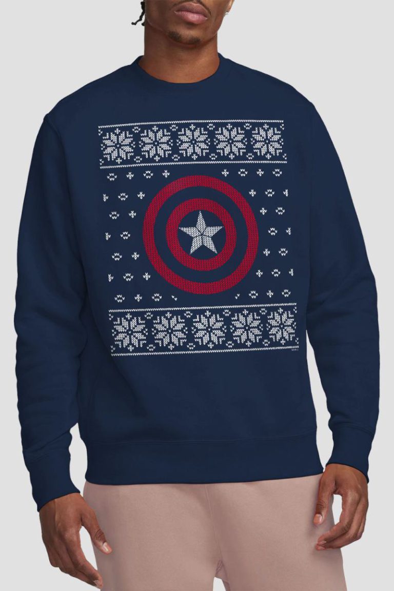 Captain America Shield Christmas Jumper Sweatshirt Navy from Debenhams