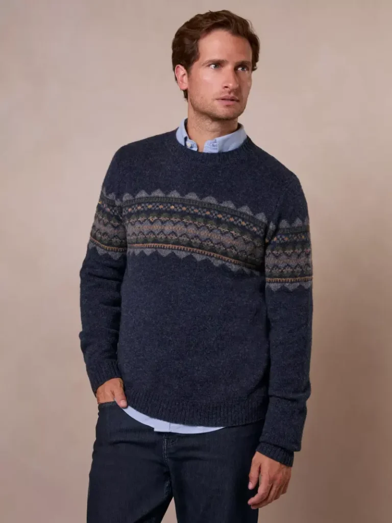 Celtic & Co. Fair Isle Pure Wool Jumper, Navy Christmas jumper from John Lewis