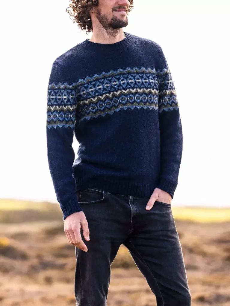 Celtic & Co. Fair Isle Wool Jumper, Dark Navy Christmas jumper from John Lewis