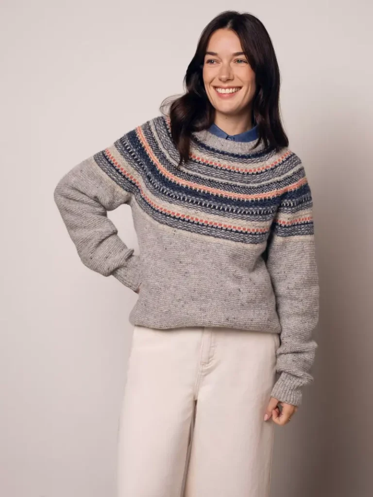 Celtic & Co. Fair Isle Yoke Pure Wool Jumper, Skylight Multi Christmas jumper from John Lewis