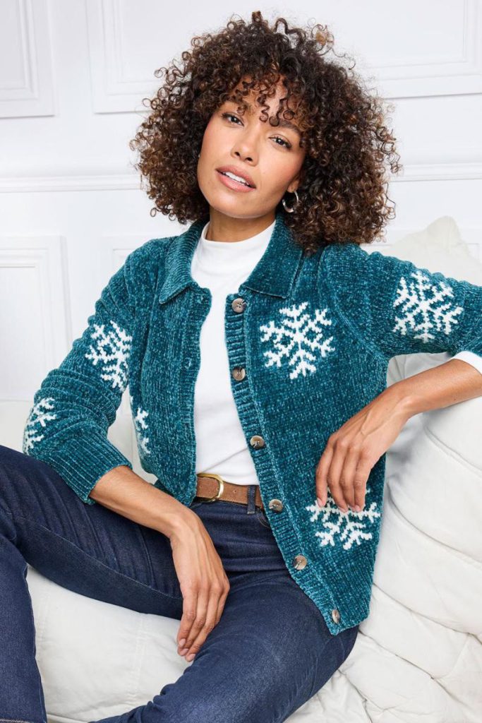 Chenille Snowflake Cardigan Christmas jumper from Debenhams