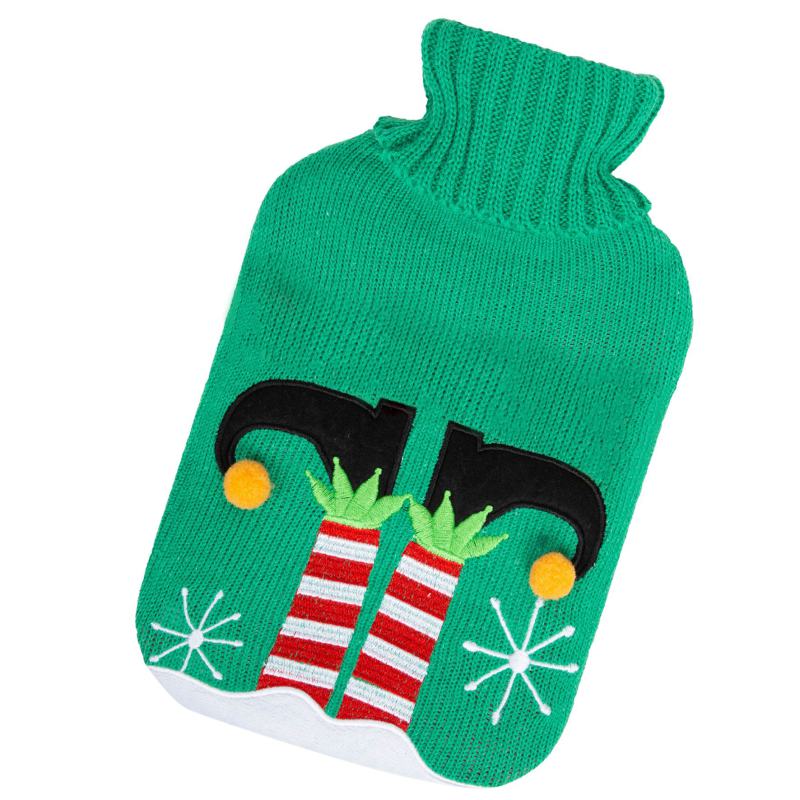 Christmas Knitted Hot Water Bottle Elf with Pom Poms from Debenhams