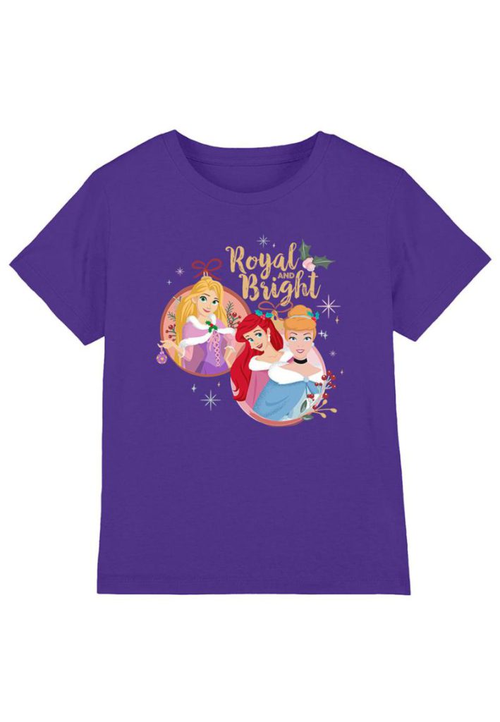 Christmas Royal And Bright Cinderella, Ariel Kids T-Shirt Purple from Debenhams