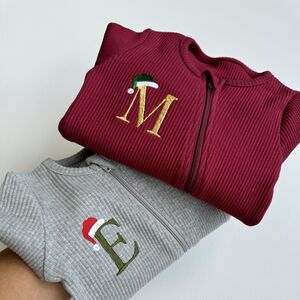 Christmas Santa Hat Personalised Baby Zip Sleepsuit | Baby Onesie from Not On The High Street