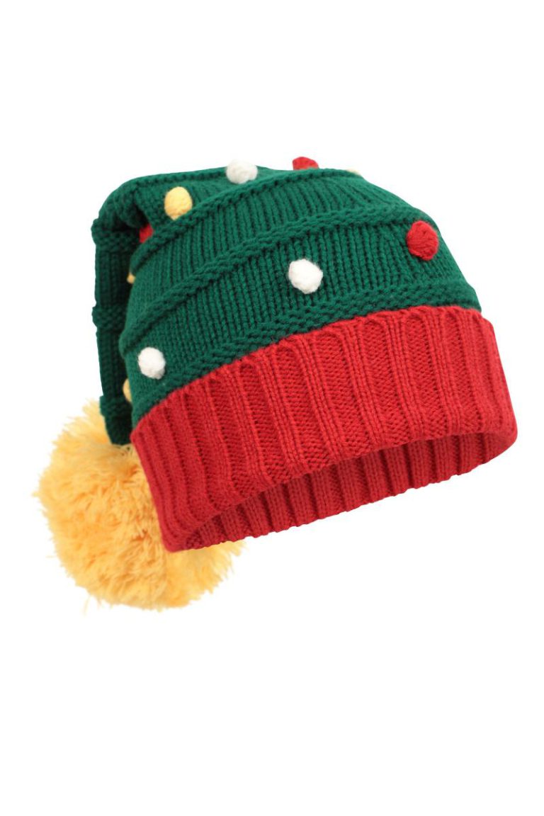 Christmas Tree Winter Beanie Knitted Fabric Extra Warm Hat from Boohoo