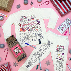 Christmas Unicorn Colour In Pyjamas With Fabric Pens from Not On The High Street