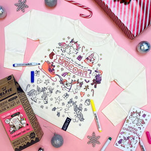 Christmas Unicorn Colour In Top With Fabric Pens from Not On The High Street