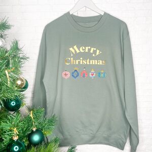 Colourful Baubles Sage Green Christmas Jumper from Not On The High Street