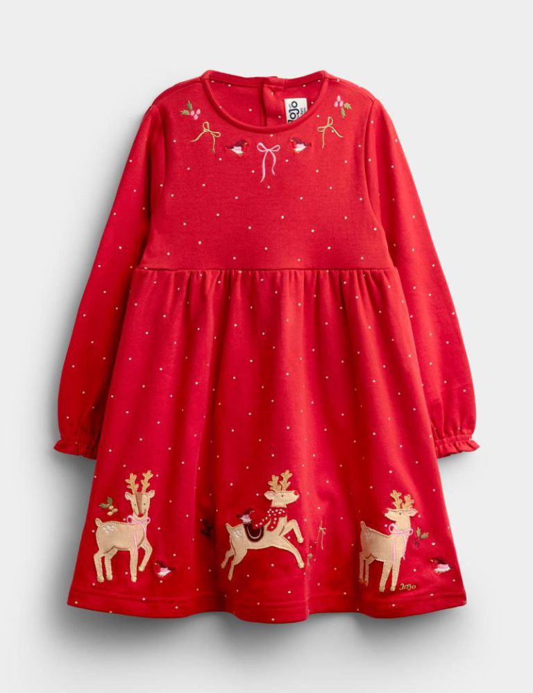 Cotton Jersey Reindeer Applique Dress Christmas jumper from Marks & Spencer