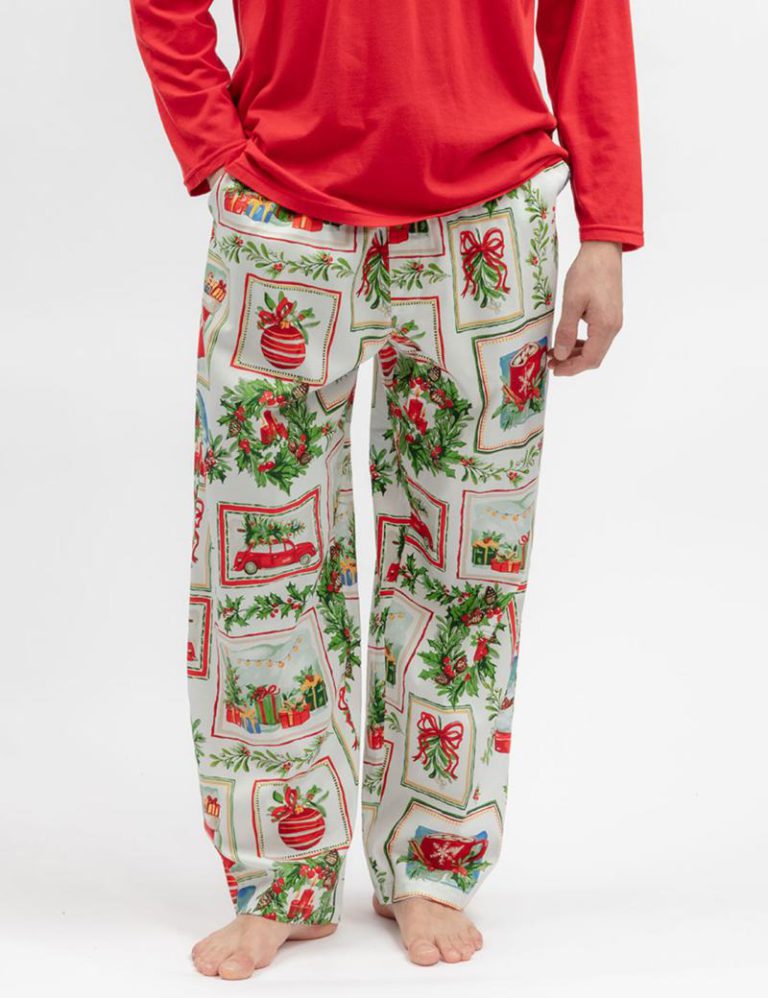 Cotton Modal Family Christmas Postcard Pyjama Bottoms from Marks & Spencer