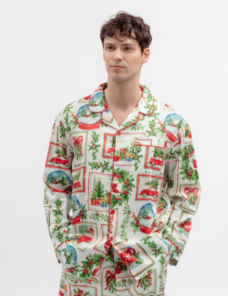 Cotton Modal Family Christmas Postcard Pyjama Top from Marks & Spencer