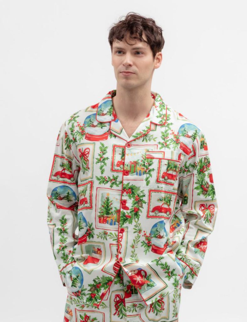 Cotton Modal Family Christmas Postcard Pyjama Top from Marks & Spencer