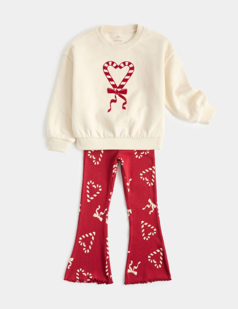 Cotton Rich Christmas Top & Bottom Outfit (2-8 Yrs) from Marks & Spencer