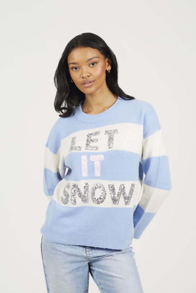 Crew Neck Sequin Christmas Jumper from Boohoo