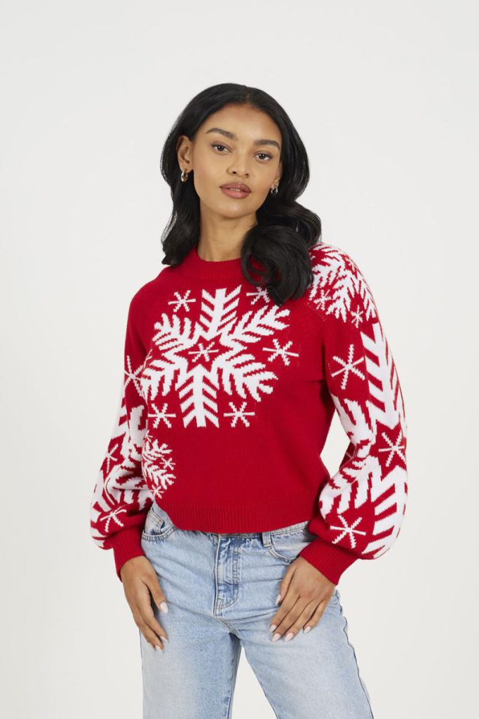 Crew Neck Snowflake Christmas Jumper from Debenhams