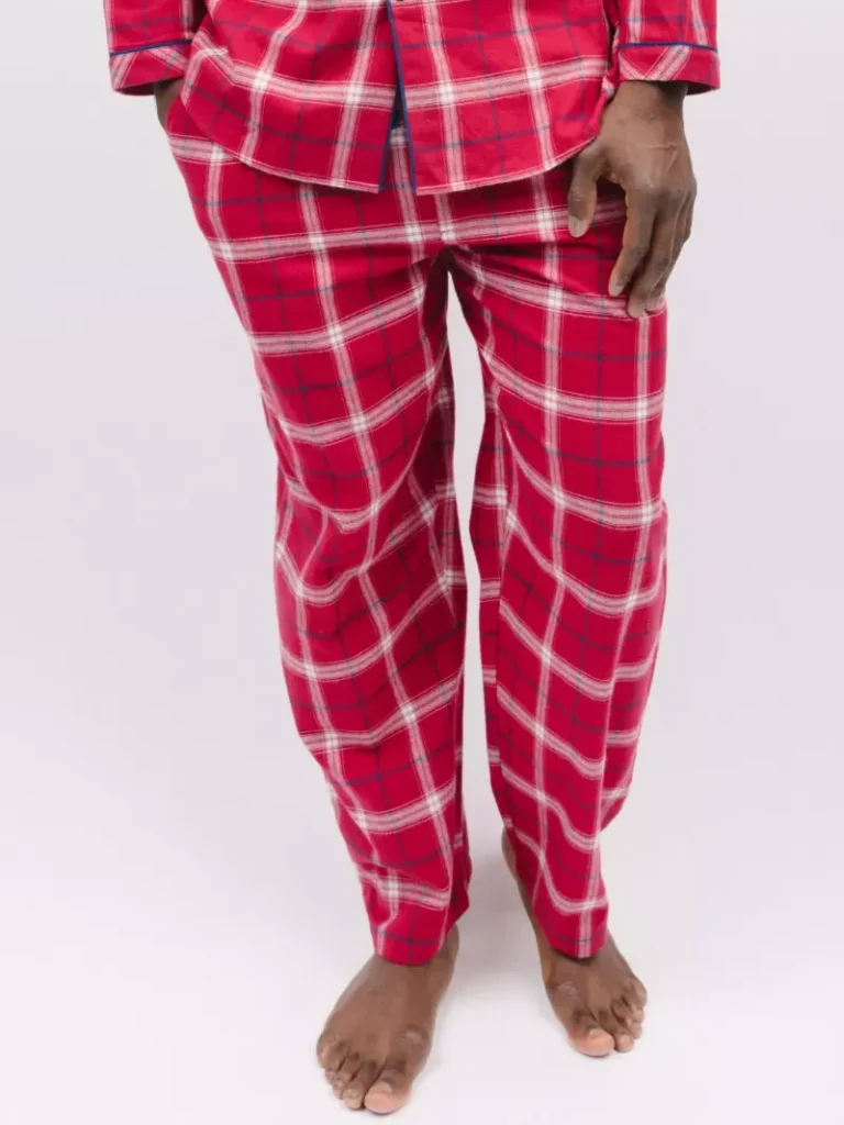 Cyberjammies Noel Check Pyjama Bottoms, Red/White Christmas jumper from John Lewis