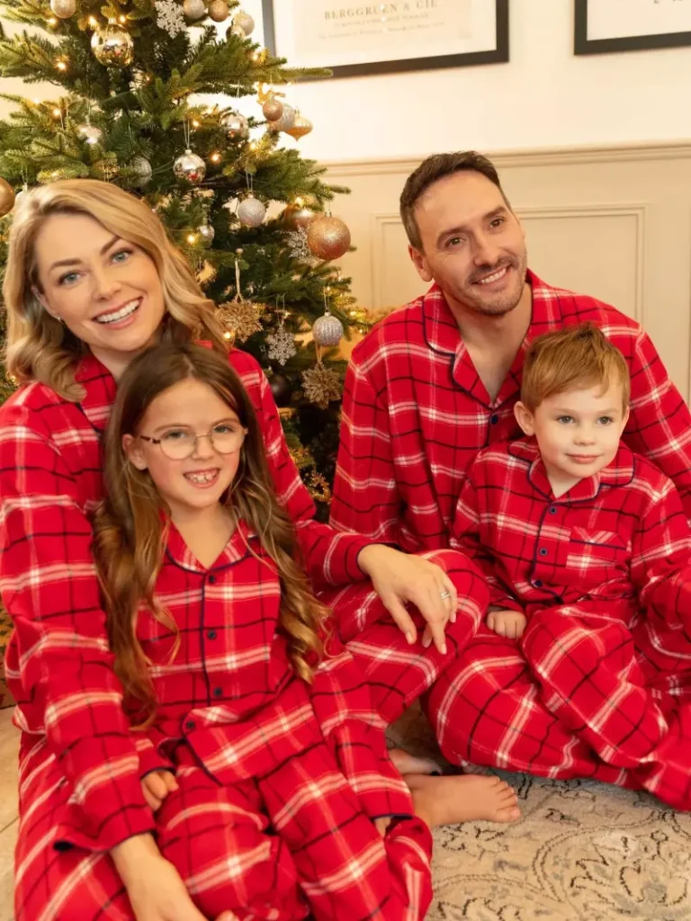 Cyberjammies Noel Check Unisex Pyjama Set, Red Christmas jumper from John Lewis