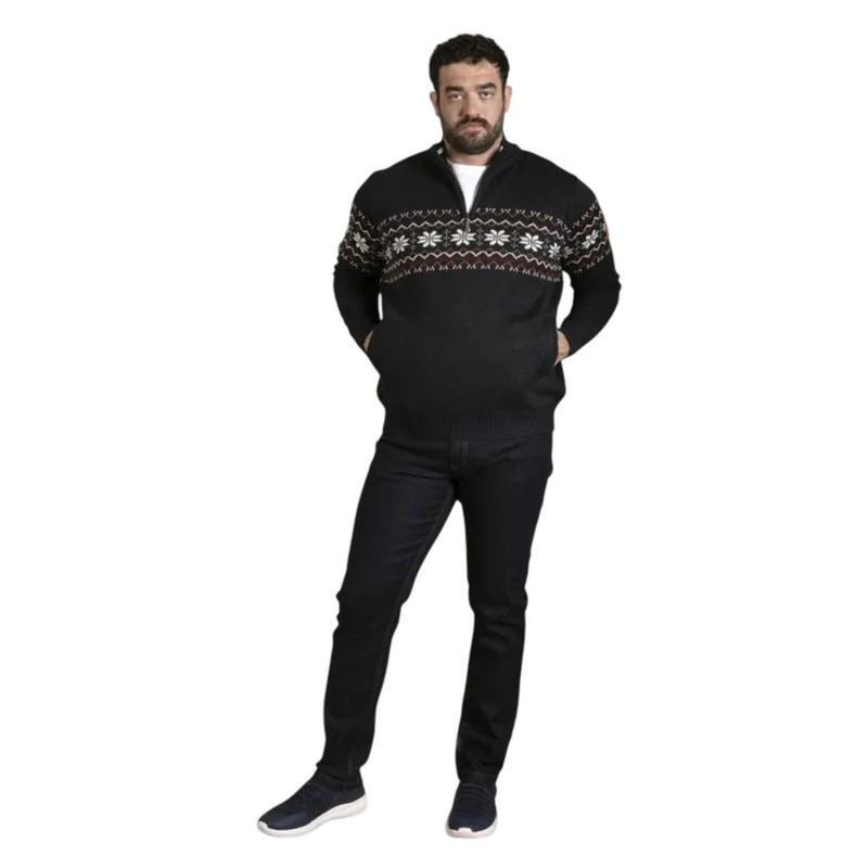 D555 Edinson Fair Isle Quarter Zip Kingsize Sweatshirt Christmas jumper from Debenhams