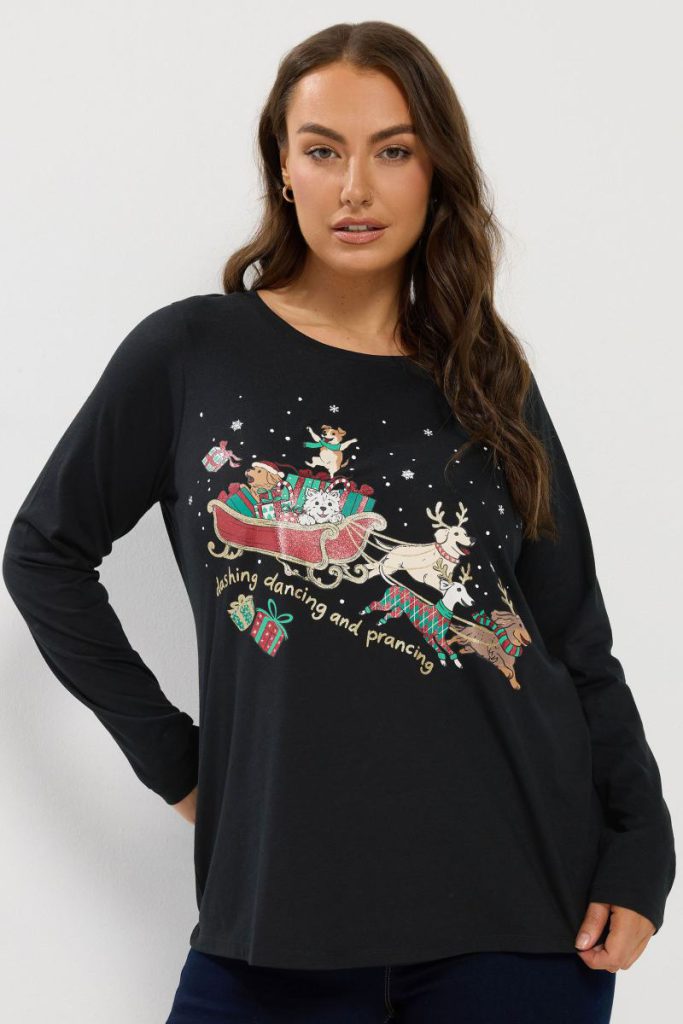 'Dashing Dancing and Prancing' Novelty Christmas T-Shirt from Debenhams