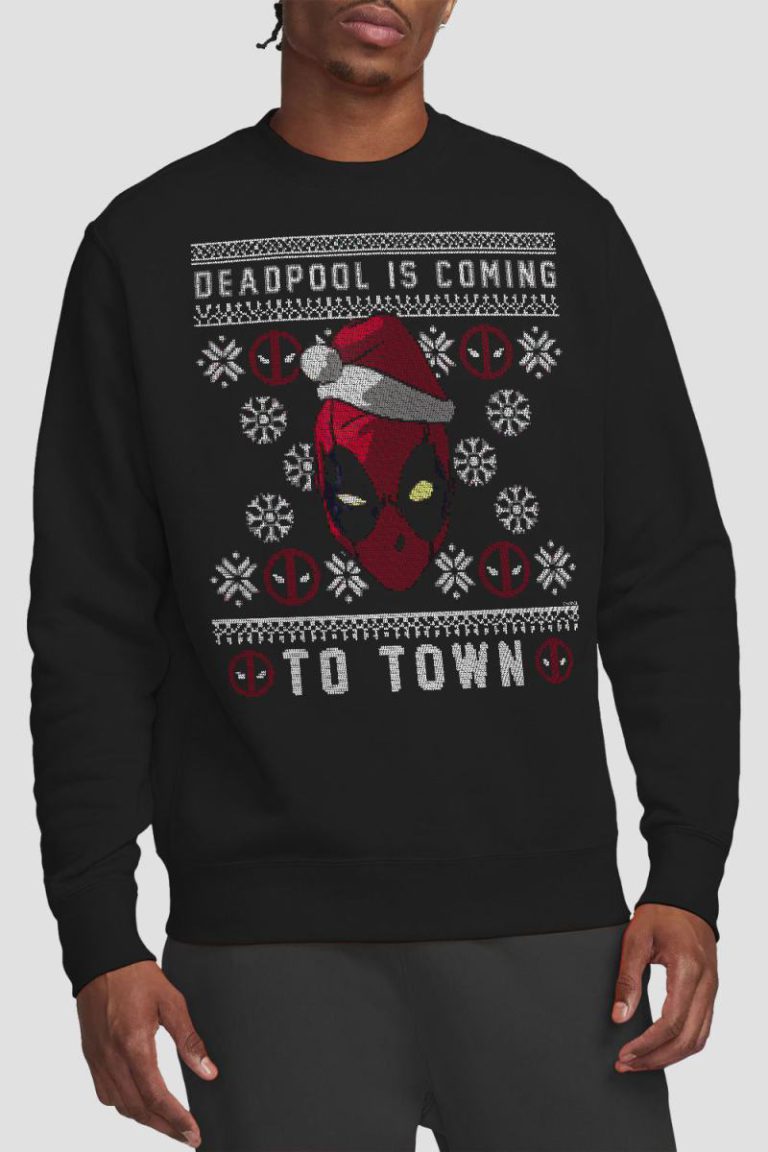 Deadpool Coming To Town Christmas Jumper Sweatshirt Black from Debenhams
