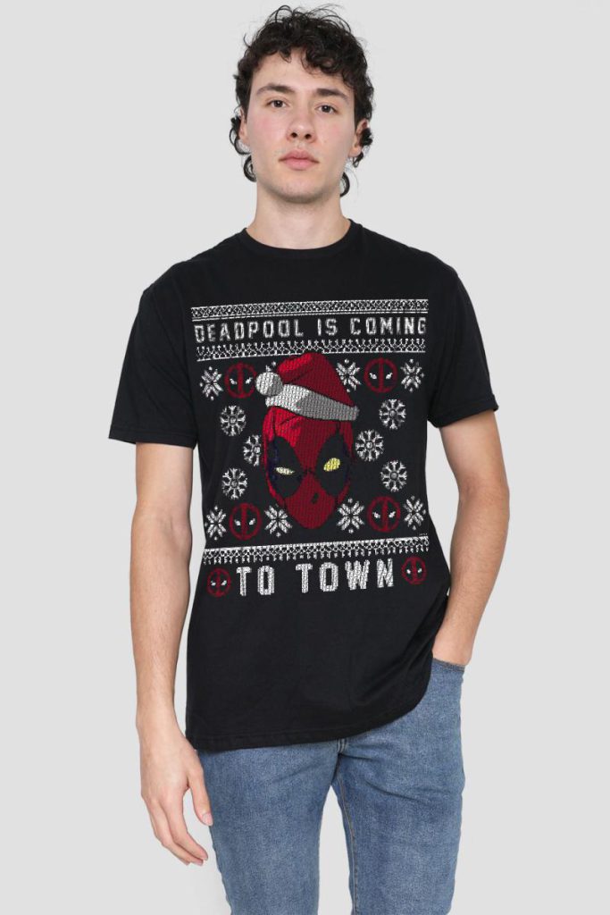 Deadpool Is Coming To Town Christmas Jumper T-Shirt from Debenhams