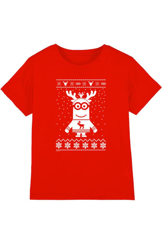 Despicable Me Reindeer Ugly Christmas Jumper Kids T Shirt, Red from Debenhams