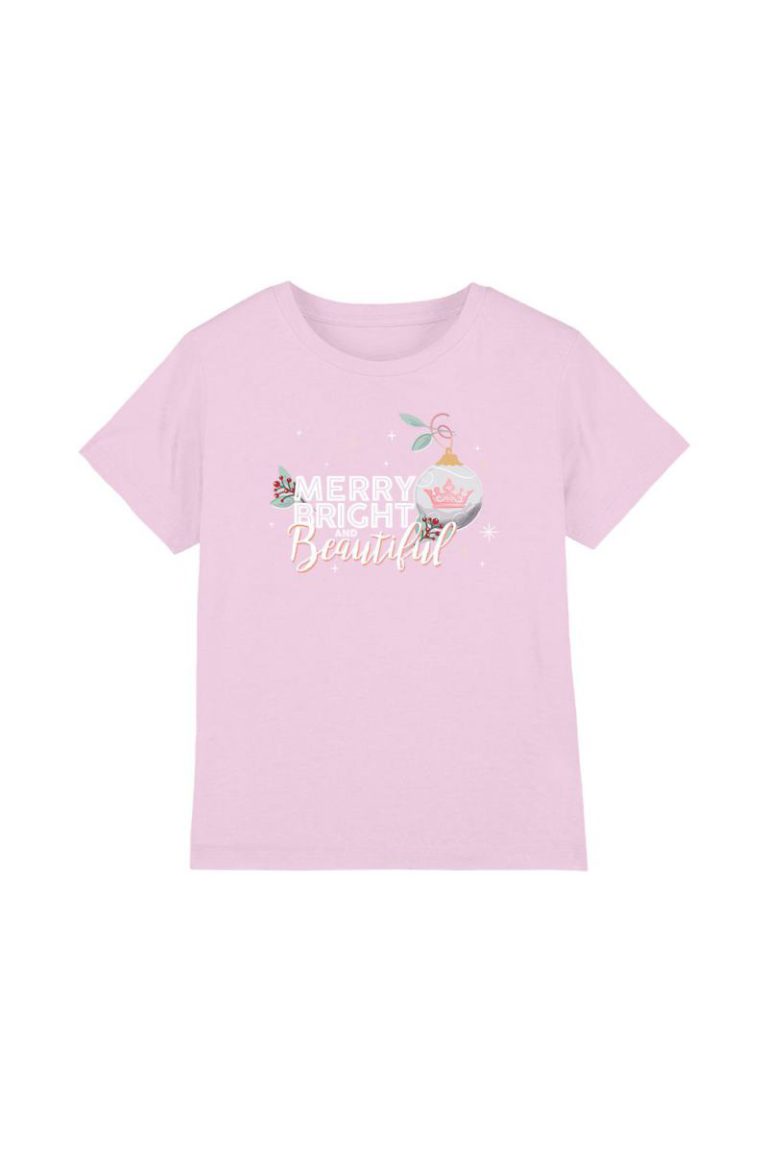 Disney Princess Christmas Merry, Bright And Beautiful Kids T-Shirt Pink from Debenhams