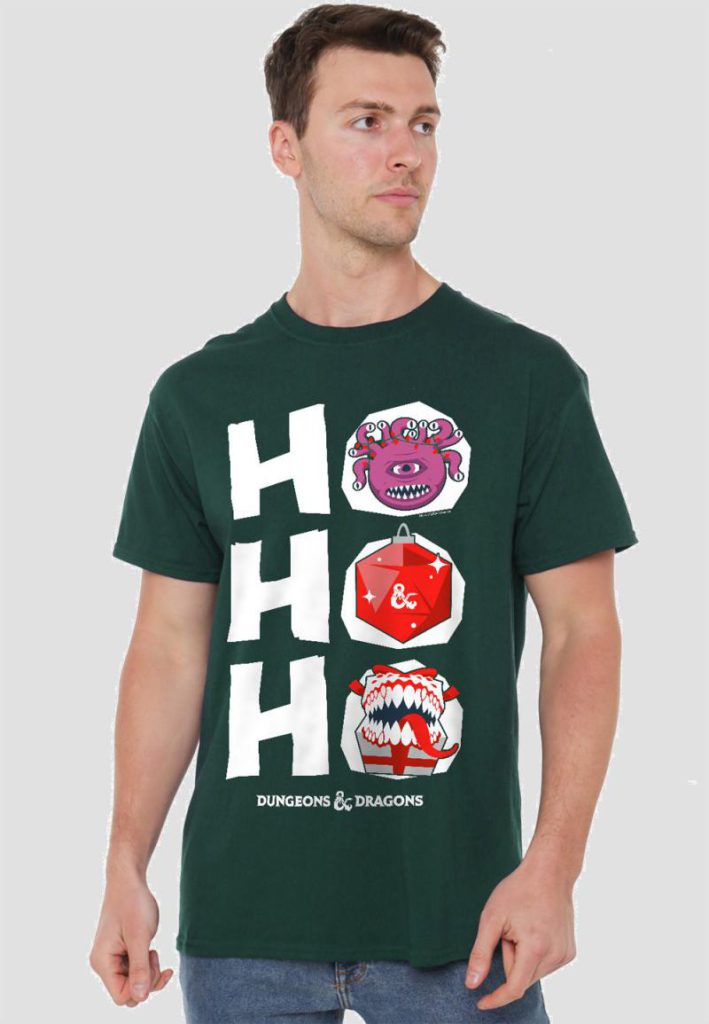 Dungeons & Dragons Christmas Ho Ho Ho Mens T Shirt, Forest Green from Debenhams