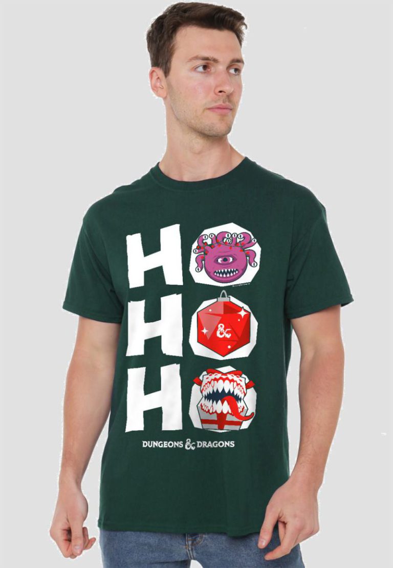 Dungeons & Dragons Christmas Ho Ho Ho Mens T Shirt, Forest Green from Debenhams