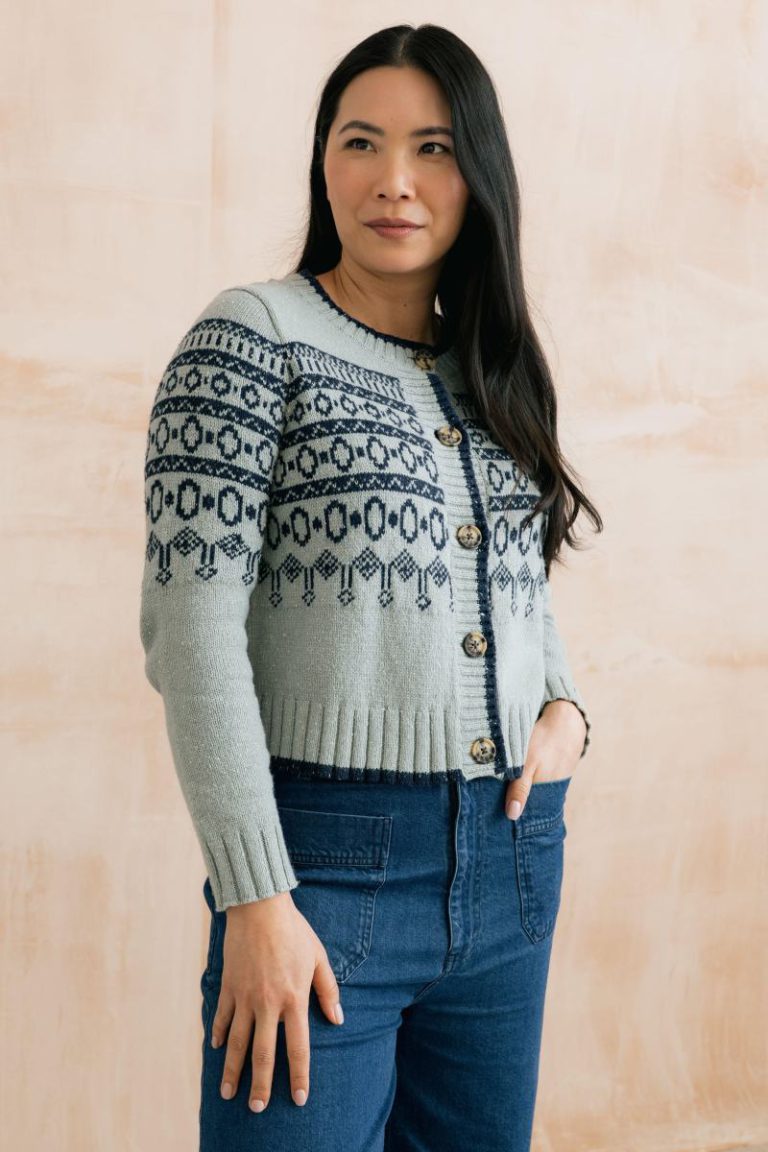 Easel Fair Isle Beautifully Soft Cropped Cardigan with Round Neck Christmas jumper from Debenhams