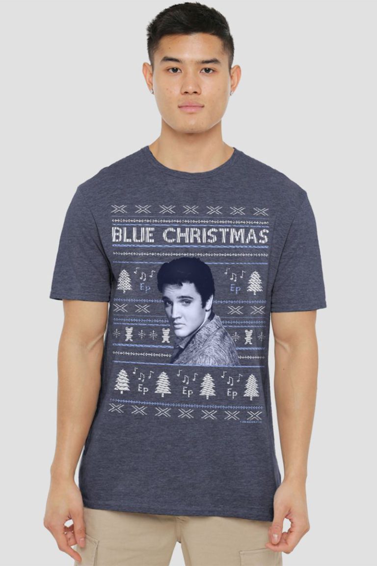 Elvis Blue Ugly Christmas Fair Isle T-Shirt, Navy from Debenhams