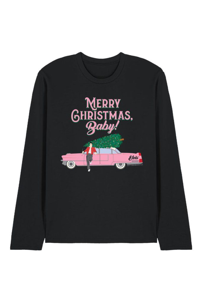 Elvis Merry Christmas Baby Long Sleeve T-Shirt, Black from Debenhams