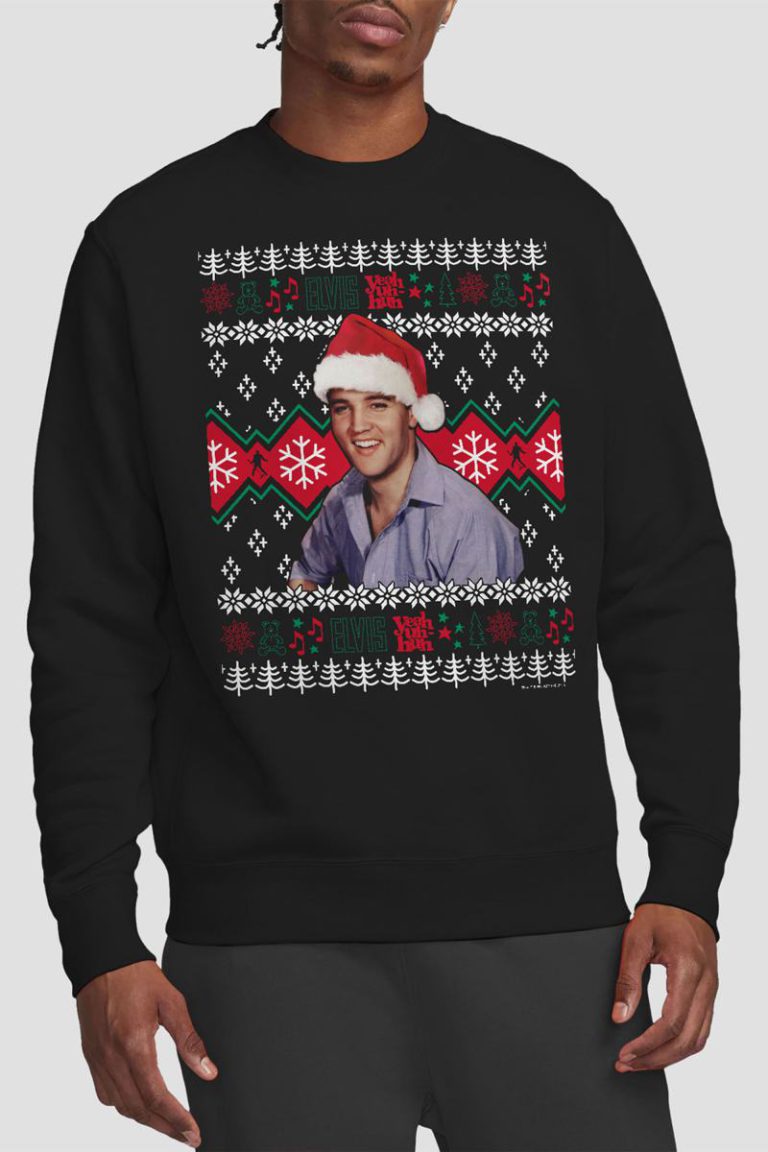 Elvis Ugly Christmas Sweater Sweatshirt, Black from Debenhams