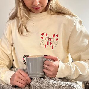 Embroidered Candy Cane Initial Christmas Jumper from Not On The High Street