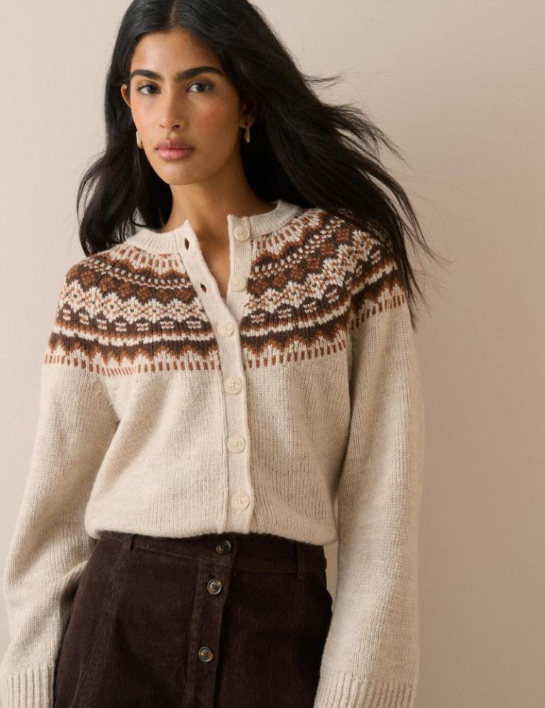 Fair Isle Button Front Cardigan with Wool Christmas jumper from Marks & Spencer